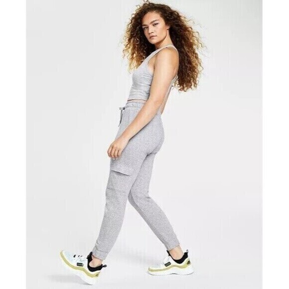 Calvin Klein Cargo Joggers Womens Size XL Grey Drawstring Streetwear Sweatpants - Picture 1 of 15